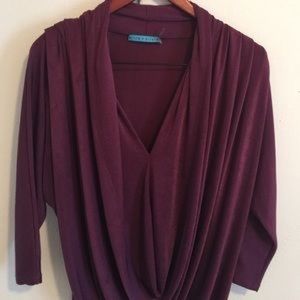 Alice & Olivia Burgundy Wine Draped Top